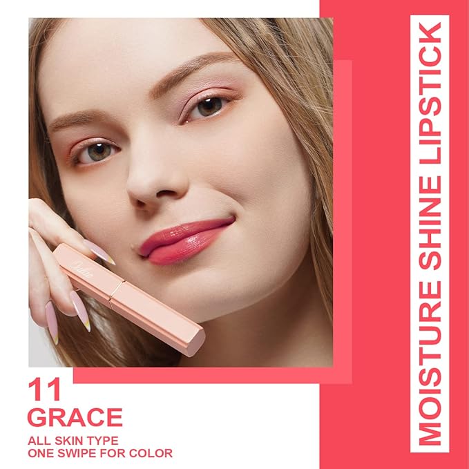 Oulac Watermelon Pink Lipstick - Moisturizing Lip Stick Glossy Tinted Lip Balm, Sheer Shine Juicy Finish, Lightweight and Hydrating Formula for Dry Lip Care, Vegan 2.2g/0.07oz (11)