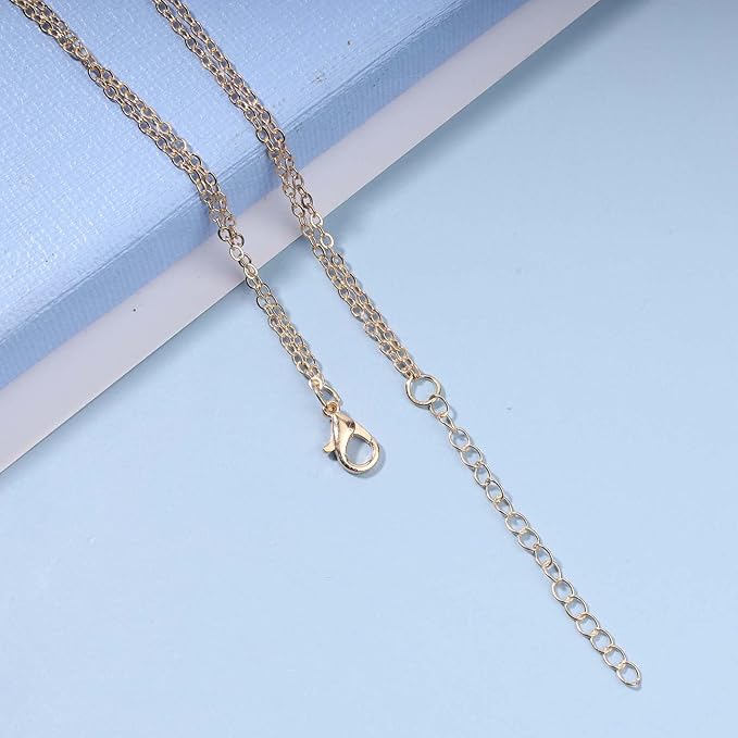 Boho Layered Pearl Choker Necklace Gold Pearl Pendant Necklace Tiny Dot Layering Necklace Vintage Necklace Chain Jewelry for Women and Girls Gifts