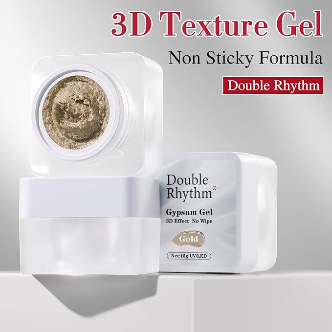 Double Rhythm 3D Nail Gel Solid Sculpting Gel for Nail Art Non-Sticky Hard Gel for Building Carving Molding Nail Extension Soak Off UV/LED Salon Home DIY 0.5 Oz (Gypsum Dark Gold)