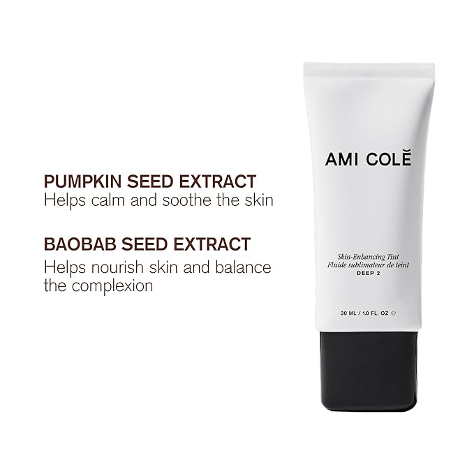AMI COLÉ Skin-Enhancing Tinted Moisturizer (Rich 1), tinted moisturizer for face, bb cream, skin tint, face makeup