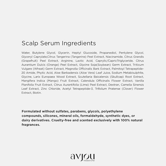 Avjou Researche™ Scalp Serum – Thicker, Fuller-Looking Hair + Targets Visible Signs of Premature Greying – 3 Patented Ingredients – Backed by Cosmetic Science – Oil-Free, All Hair Types, 1.7 oz