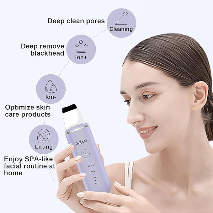 GUGUG Skin Scrubber Face Spatula Skin Spatula Pore Cleaner Blackhead Remover Tools for Facial Deep Cleansing-4 Modes, Purple