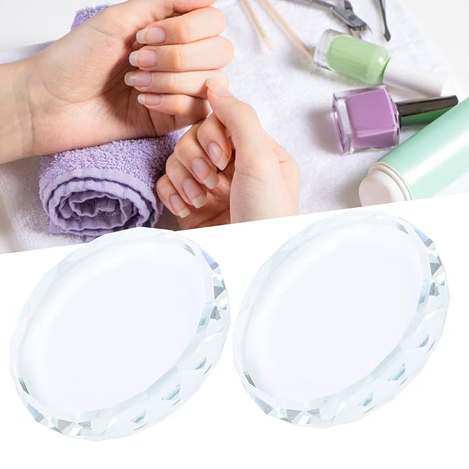 2PCS Nail Art Painting Color Toning Glass Board, Mixed Color Palette Makeup Display Board,Nail Polish False Eyelash Glue Hold Makeup Pallet Nail Art Display Cosmetic Mixing Tools