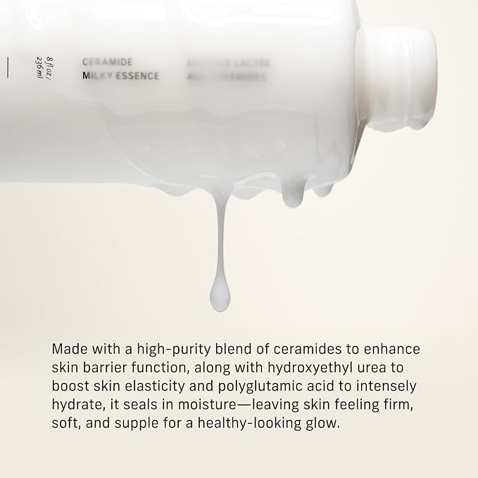 Ceramide Milky Essence – Unscented Body Lotion for Dry, Sensitive Skin – Lightweight Hydrating Ceramide Moisturizer for Skin Barrier with Polyglutamic Acid & Hydroxyethyl Urea - 8 fl oz