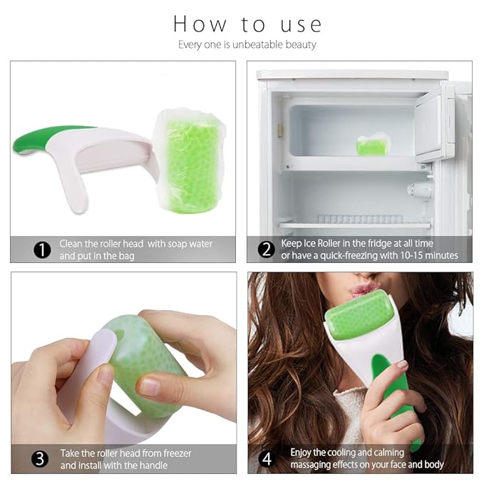 Teenitor Green Ice Roller for Facial Skin Care, Ice Massager Cooling Facial Roller Soothe and Depuff Beauty Tools Cold face Roller