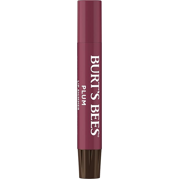 Burt's Bees Shimmer Lip Tint Set, Tinted Lip Balm Stick, Moisturizing for All Day Hydration with Natural Origin Glowy Pigmented Finish & Buildable Color, Plum (4-Pack)