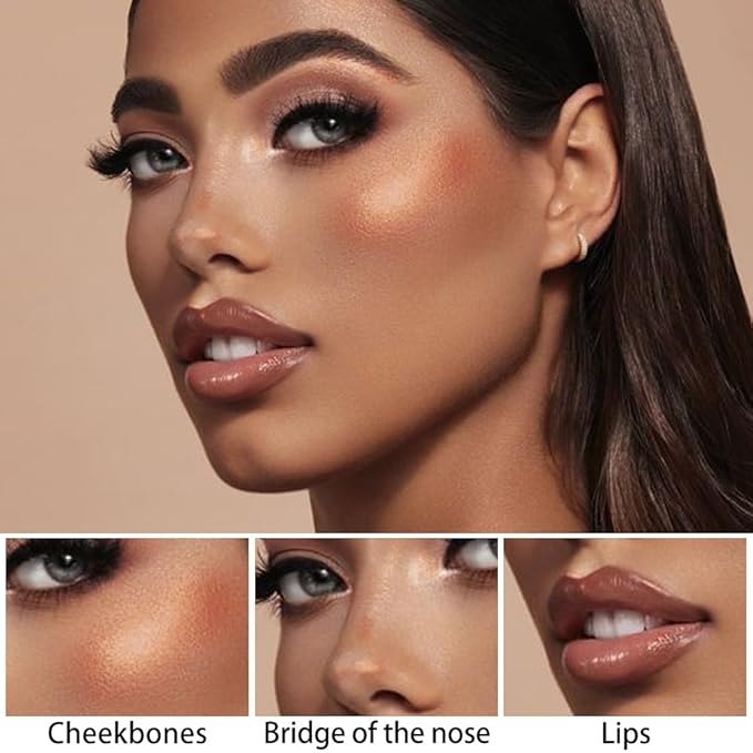 evpct 2Pcs Face Cream Contour Bronzer Sticks Makeup Highlighter Highlight Almond Mocha Creme Cheek Contour Sticks contorno en crema Bronzing Foundation Face Contour Stick Kit,1+10 New Medium