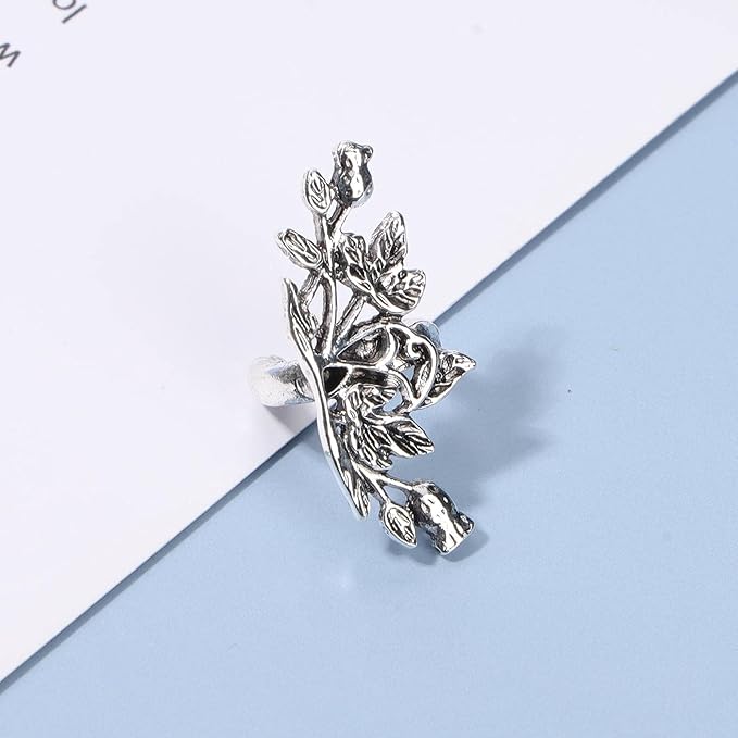 Boho Leaf Earcuff Earrings Silver Leaves Ear Cuffs Tiny No Piercing Earrings Helix Cartilage Cuff Earrings Simple Ear Crawler Earrings Jewelry for Women and Girls