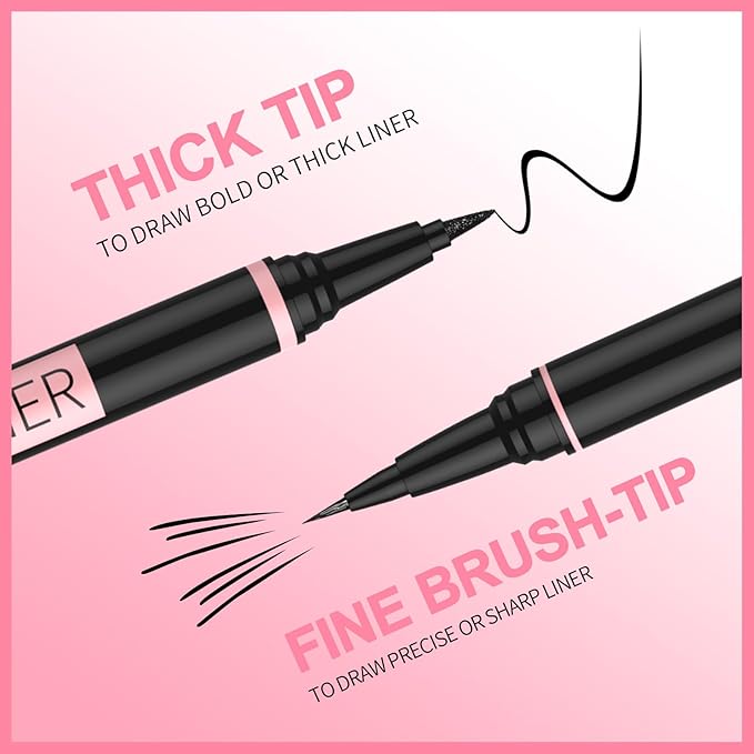 iMethod Liquid Eyeliner - Waterproof Eyeliner 2-in-1 Dual-Ended Eye Liner with Precise Brush-Tip and Thick Tip, Black Liquid Liner Pen, Matte Finish, Long Lasting, Smudge-proof, Transfer-proof