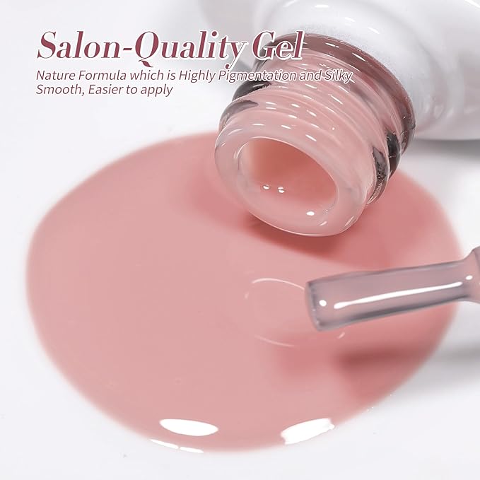 Born Pretty Milky White Jelly Nude Pink Gel Nail Polish Translucent Natural Sheer Pink Soak Off U v Light Cure Gel Polish Kit for Salon and Nail Art DIY at Home 6Colors