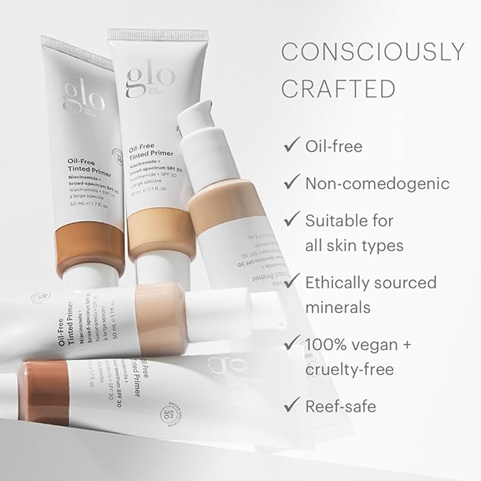 Glo Skin Beauty Oil-Free Tinted Primer SPF 30, (Light Medium), 1.7 oz - Mineral Makeup for Face, 4-in-1 Foundation Primer, Sheer Coverage, Skincare & Sunscreen With Broad Spectrum UVA/UVB Protection