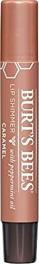 Burt's Bees Shimmer Lip Tint Set, Tinted Lip Balm Stick, Moisturizing for All Day Hydration with Natural Origin Glowy Pigmented Finish & Buildable Color, Caramel (4-Pack)