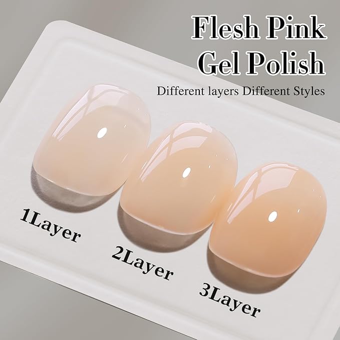 Double Rhythm Translucent Gel Polish Sheer Neutral Natural Light Milky Same Color Same Bottle 15ML Jelly UV Nail Polish Nail Art DIY at Home (Light Yellow Pink-A1423)