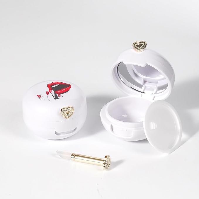 2 Pack Lip Balm Containers,Plastic Portable Empty Lip Balm Container with Mirror and Silicone Lip,Empty Lipstick Dispenser Box for Travel,Home