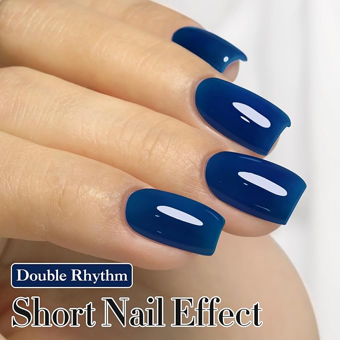 Double Rhythm 0.5Oz Navy Blue Gel Polish Sheer Neutral Natural Light Milky Same Color Same Bottle 15ML Jelly UV Nail Art DIY at Home (Navy Blue-A1107)