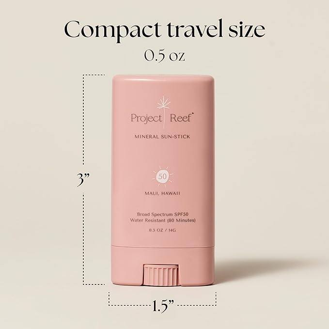 SPF 50 Sheer Mineral Sunscreen Stick - Vegan, Reef Safe, Non-Nano Zinc, Face Sunblock Stick, No White Residue, Pocket Size, Ideal for Travel & Kids .05 oz