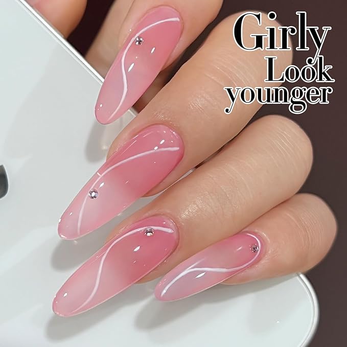 Double Rhythm Gel Polish Translucent Sheer Neutral Natural Light Milky Same Color Same Bottle 15ML Jelly Polish Art DIY at Home (Sheer Pink-A1386)