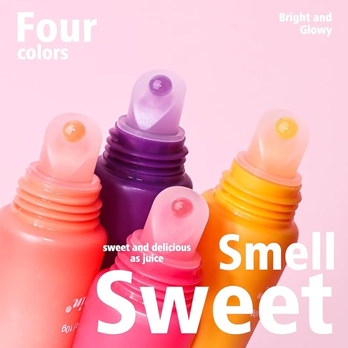 GECOMO Lip Glowy Balm, Moisturizing Lip Gloss, Nourishing Glossy Transparent Plumping Oil, Non-sticky Tinted Toot Lip Balm for Lip Care (PEACH) 0.35oz