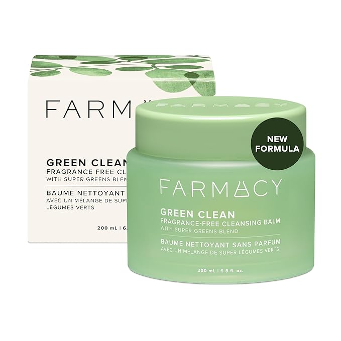 Farmacy Makeup Remover Cleansing Balm - Green Clean Waterproof Makeup Remover + Oil Based Cleanser - Newly Formulated Double Cleanser with Plant Based Waxes + Upcycled Moringa (200ml)
