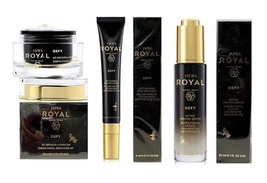 Jafra Royal Jelly Defy Trio-4D Defin Hydrator/Active Firming Serum/Eye Treatment