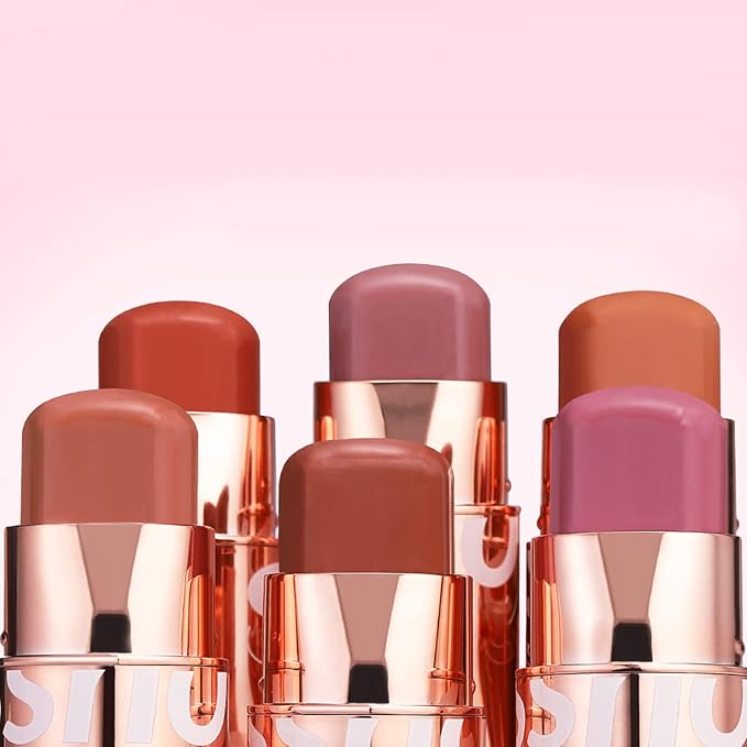 Cream Blush Stick for Cheeks Makeup, Waterproof Face Blush Stick Multi-Use Lip and Cheek Tint, Matte Finish Easy to Blend Lightweight Natural Cream Blusher Makeup for All Skin Tones-Cherry Pink