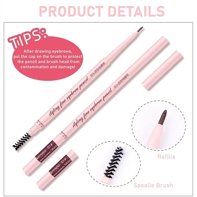 Eyebrow Pencils for Women,1Pack Micro Eyebrow Pencil Waterproof Smudgeproof,Ultra-Precise Tip Long-Lasting Brow Pencils for Natural Looking Eyebrows,Built-In Spoolie Brush,01 Elegant Tea Brown.