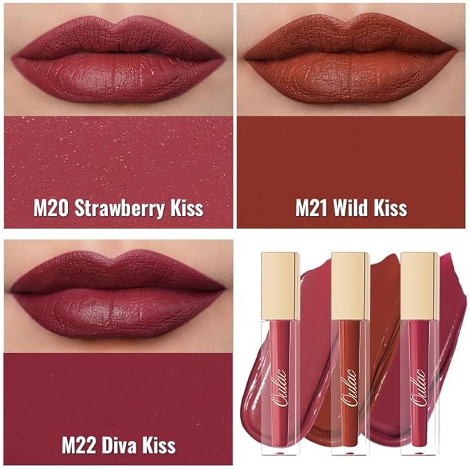 Oulac Matte Liquid Red Lipstick for Women, Orange Tone Red Long Lasting Lipstick, Waterproof Lip Stain, No Transfer, Creamy High Pigmented Formula with Vitamin E, Vegan & Cruelty-Free M21