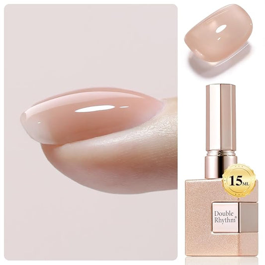Double Rhythm Clear Gel Nail Polish 15ml Nail Strengthener in a Bottle Nail Extension Hard Gel Soak Off Long Lasting UV Gel (Light Nude 8 in 1-6)