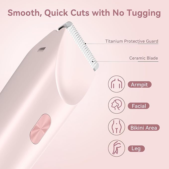 Bikini Trimmer for Women Electric Razors for Women, Double Head Dual Purpose, IPX7 Waterproof Hair Razor, Ceramic Blade Hair Trimmer Wet & Dry Use,Womens Painless Electric Shaver for Facial and Body
