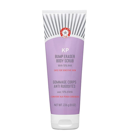 First Aid Beauty - KP Bump Eraser Body Scrub with 10% AHA, Keratosis Pilaris Skin Exfoliator with Glycolic and Lactic acids, Helps Reduce Chicken Skin Bumps, Safe for Sensitive Skin, 8 oz
