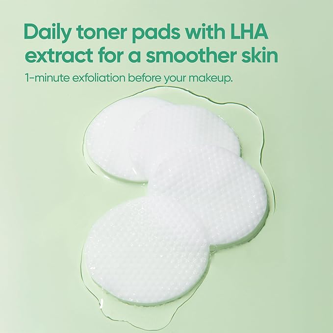 BANILA CO Clean it Zero Green Peel Toner Pad | Vegan Korean Dual Textured for Gentle Exfoliating | Green Complex and LHA to Even Skin Texture and Remove Sebum | Hypoallergenic, Alcohol-Free (70ea)
