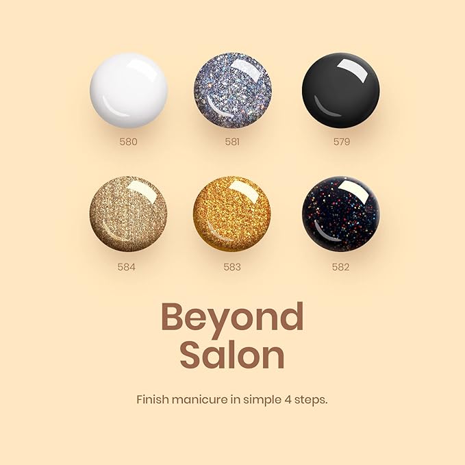 Beetles Shimmer Gel Nail Polish Set, 6 Colors Black White Polish Gel Silver Rose Gold Glitter Fall Nail Polish Soak Off Uv Lamp Nail Art Manicure Salon Gifts for Her Women