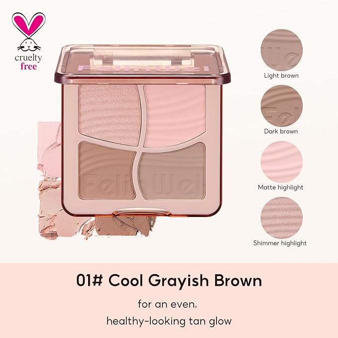 Highlight Contour Makeup Palette Effortless Blending Matte Shimmer Highlighter Palette and Bronzer Powder for Cool Toned Skin