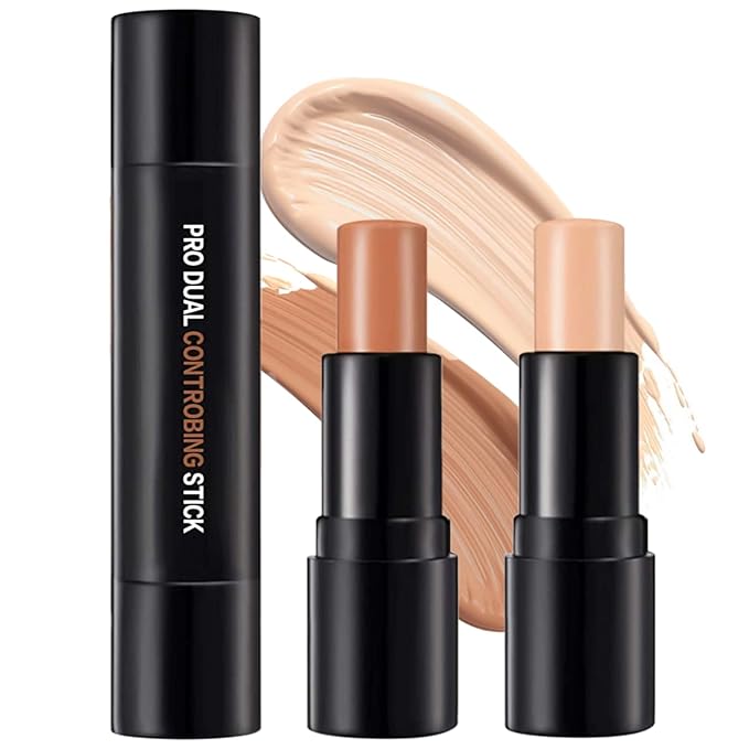 Double-End Contour Highlighter Stick Contour Stick, Face Highlighter, Contour Makeup Contouring Sticks Cream Concealer (2)