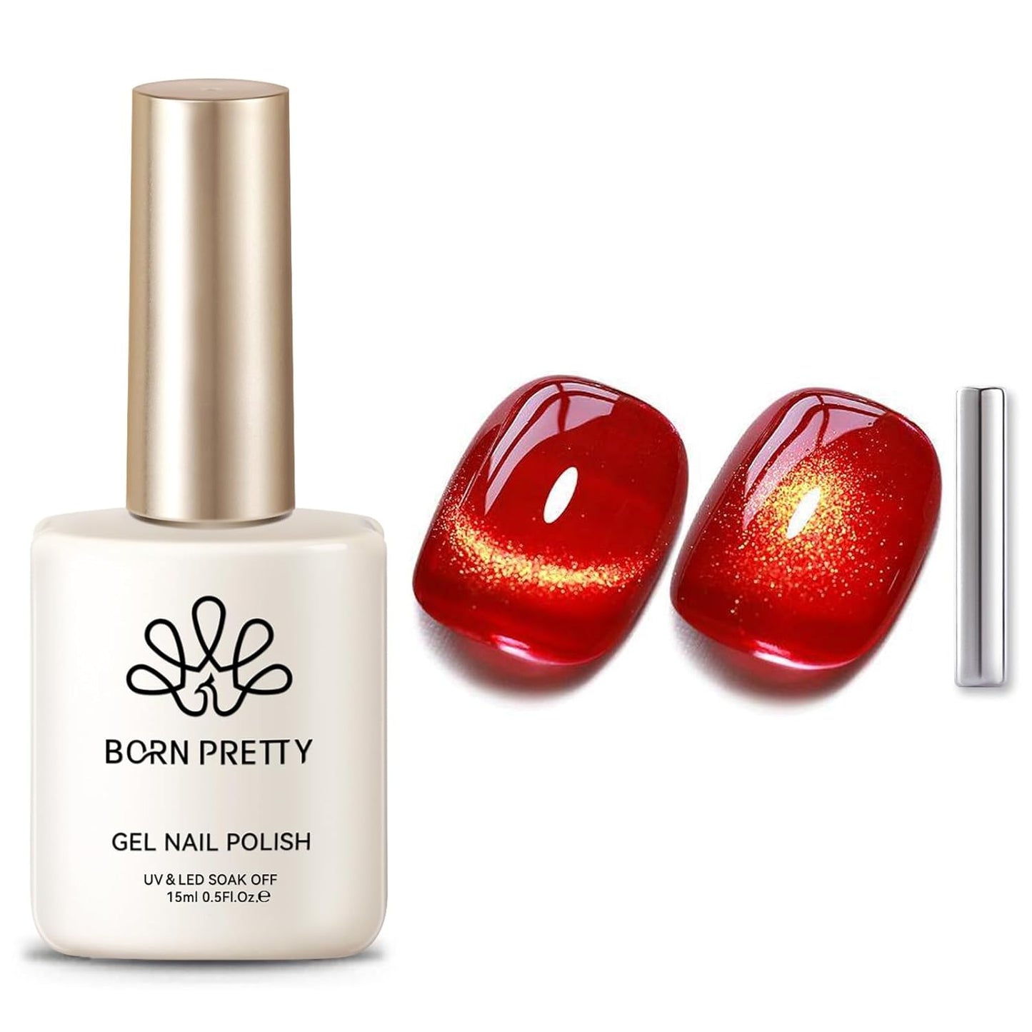 Born Pretty Cat Magnetic Eye Gel Nail Polish,Red Magnetic Gel Polish Fair Maiden Cat Magnetic Eye Gel Manicure Nail Art DIY 15ml