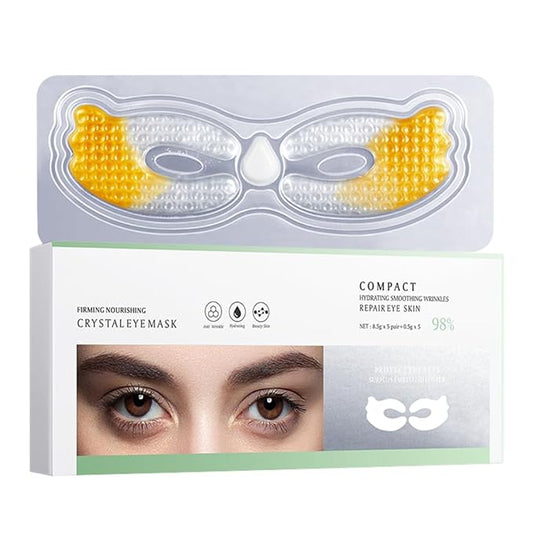 3D Crescent Design Under Eye Patches (5 Pairs) - Crystal Under Eye Mask with Eye Cream, Specifically for Canthus Wrinkles and Dryness Around the Eyes (Crystal)