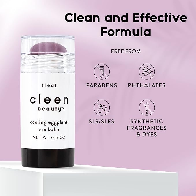 Cleen Beauty Cooling Eggplant Eye Balm | Under Eye Stick | Dark Circles Under Eye Treatment for Women | Puffy Eyes Treatment - Paraben Free | 0.5 Oz