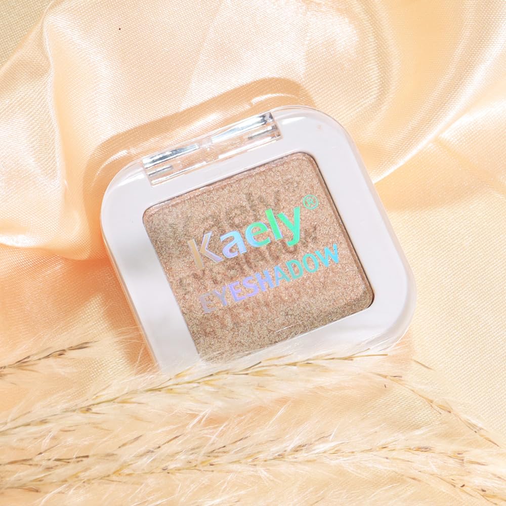 Light Nude Brown Shimmer Single Eyeshadow Makeup Palette, Natural Nude Brown Single Eye Shades, Creamy Pressed Powder for Easy Blending, Mini Travel Palette for Women, Everyday Eyeshadow Makeup