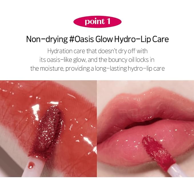 ETUDE Over Glowy Lip Stain Tint #1 Scented Rose | Non-Sticky Vegan Lip Tint | Moisturized & Long-lasting Lip Gloss | Daily Tint for Dry Lips K-beauty