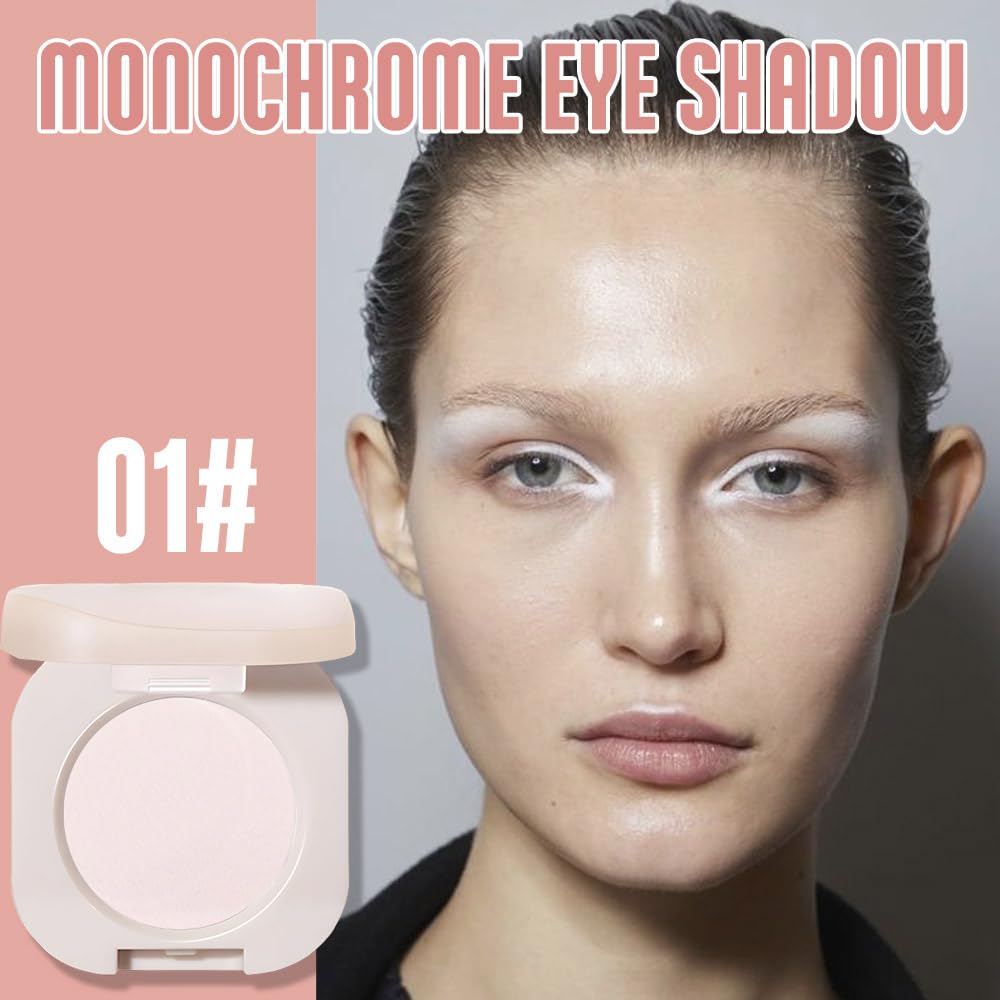 Single White Matte Eyeshadow,Bright Intense Monochrome Eye Shadow,Apply Makeup Easily,Matte Pressed Powder Single Eyeshadow,24 Hour Eye Makeup Longwear Waterproof