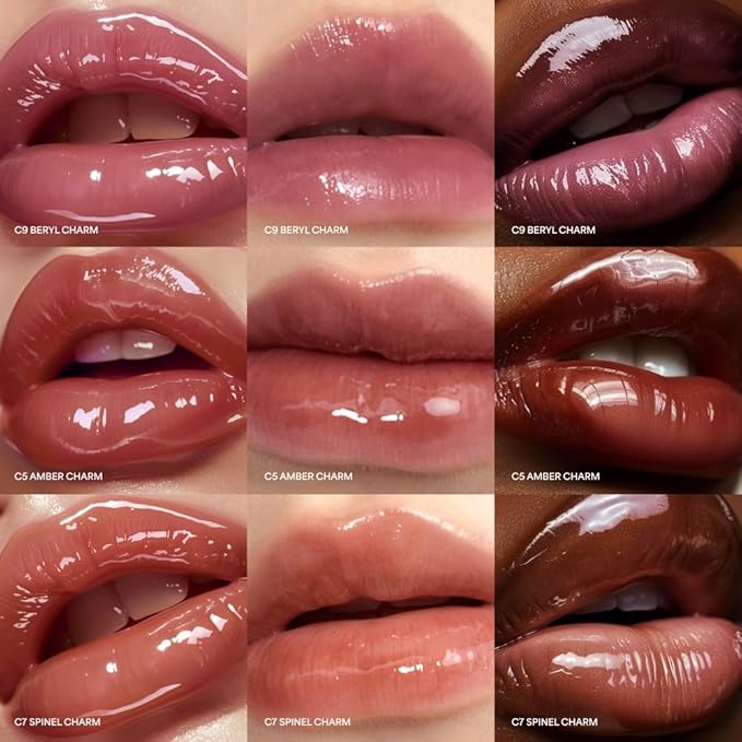 ENTROPY Makeup 2-in-1 Charm Shiny Glowy Lip & Cheek Gloss Tint Keychain, High Pigment Glossy Lip Color & Plumping Gloss, C8 Smoky Quartz Charm