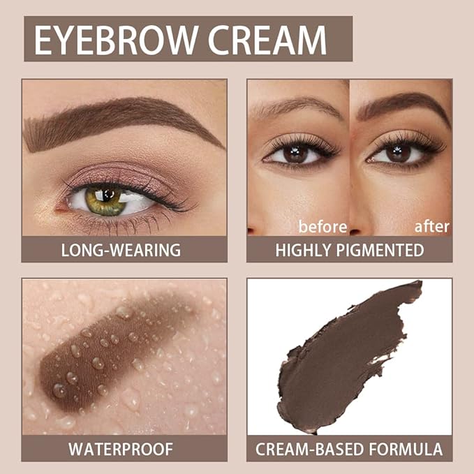 evpct Dark Brown Eyebrow Powder Pomade Gel Shaper Makeup Kit with Dual-ended Brush, Eyebrow Stencil Kit for Women Shaping, Eye Brow Pomade Stencil Shaper Tinting kits for Women Long Lasting Waterproof