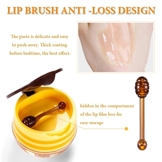 Honey Lip Balm Pot Lip Mask, Hydrating Propolis Lip Sleeping Mask, Prevent Dry&Cracked, Lip Repair Nourishes the Lip Skin (honey & strawberry)