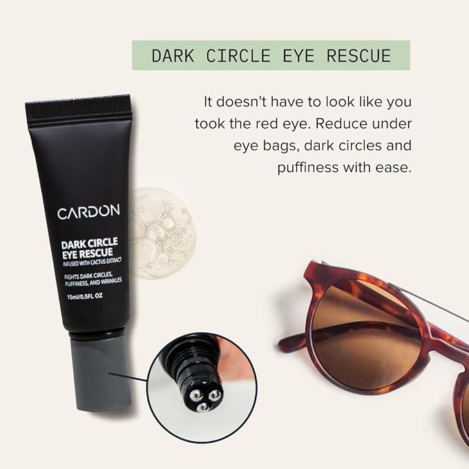 Cardon Jet Set Travel Sized Mens Skin Care Kit, Cactus Based Korean Skin Care Men, Includes SPF Sunscreen Moisturizer, Dark Circle Eye Rescue Cream, Clay Cleanser, 3-in-1 Hydro Gel, Lip Balm- Gift Set