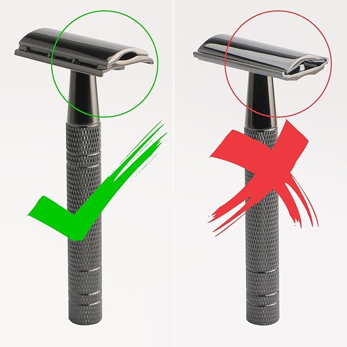 Double Edge Safety Razor with Stand, Single Blade Razors for Men and Women, Reusable Metal Razor, with 10 Stainless Steel Double Edge Blades, Smooth and Close Shave, Plastic Free, Matte Black
