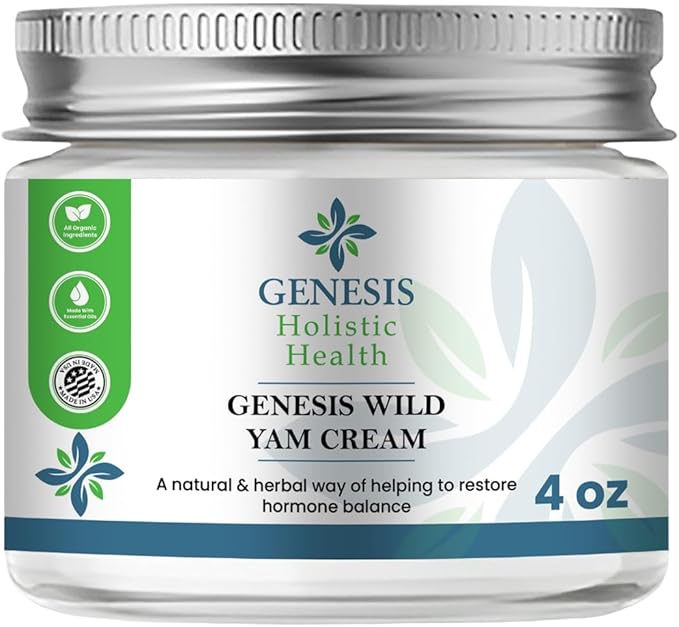 Genesis Wild Yam Root Cream, Organic Balancing Cream for Women, Deep Nourishment and Hydration, Made with Wild Yam Root, Chaste Tree Berry, and Red Clover, 4oz
