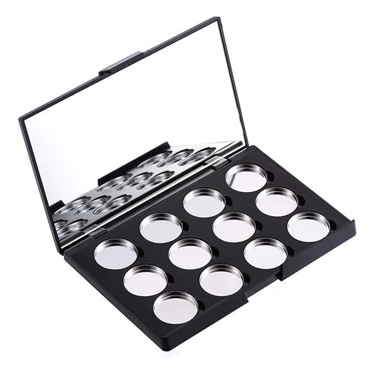 Empty Magnetic Eyeshadow Makeup Palette with Mirror and 12Pcs 26mm Round Metal Pans