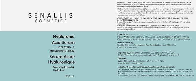 Hyaluronic Acid Serum 8 fl oz And 2 fl oz, Made From Pure Hyaluronic Acid, Anti Aging/Wrinkle, Ultra-Hydrating Moisturizer That Reduces Dry Skin Manufactured In USA