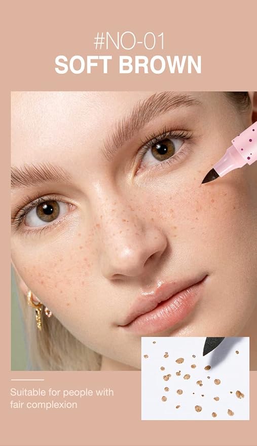 Freckle Pen Faux Freckle Pen Colour Pop Freckle Pen Supernaturally Realistic Freckles Makeup Brush Fantastic Freckles Pen Long-lasting Waterproof Soft-point Absorbent Pen For a Natural and Easy Makeup Look (Double)
