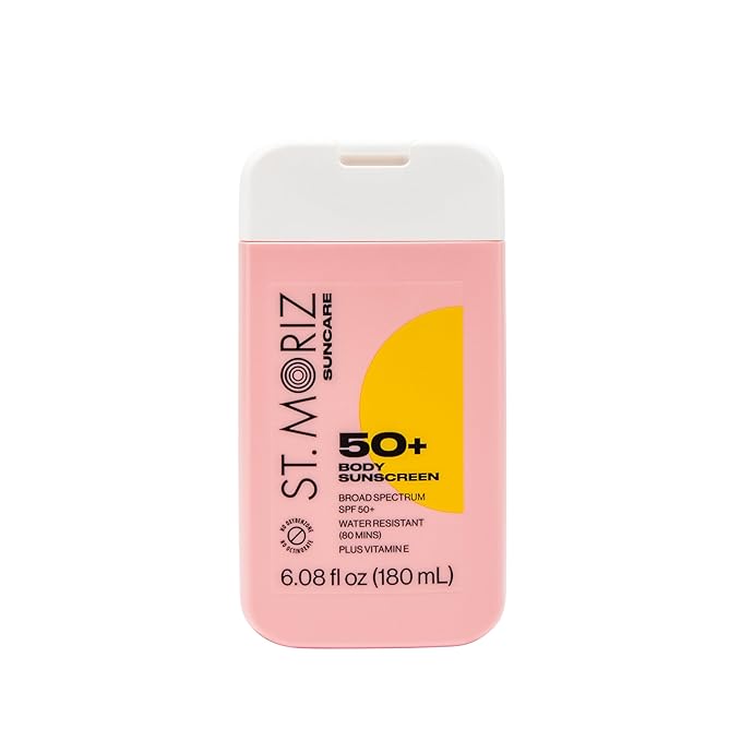 St Moriz Suncare SPF - Sunscreen - Broad Spectrum Protection Water Resistant Sunscreen Moisturizing Lotion + Vitamin E - Oxybenzone & Octinoxate Free - Vegan - Body, 50, Sun Protection Factor (SPF)